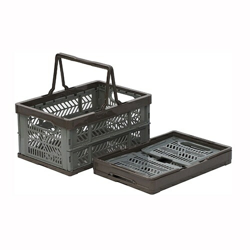 E-CON Foldable Basket Oricon with Handle Stackable both when in use and folded (Gray/Brown, 15 liters)
