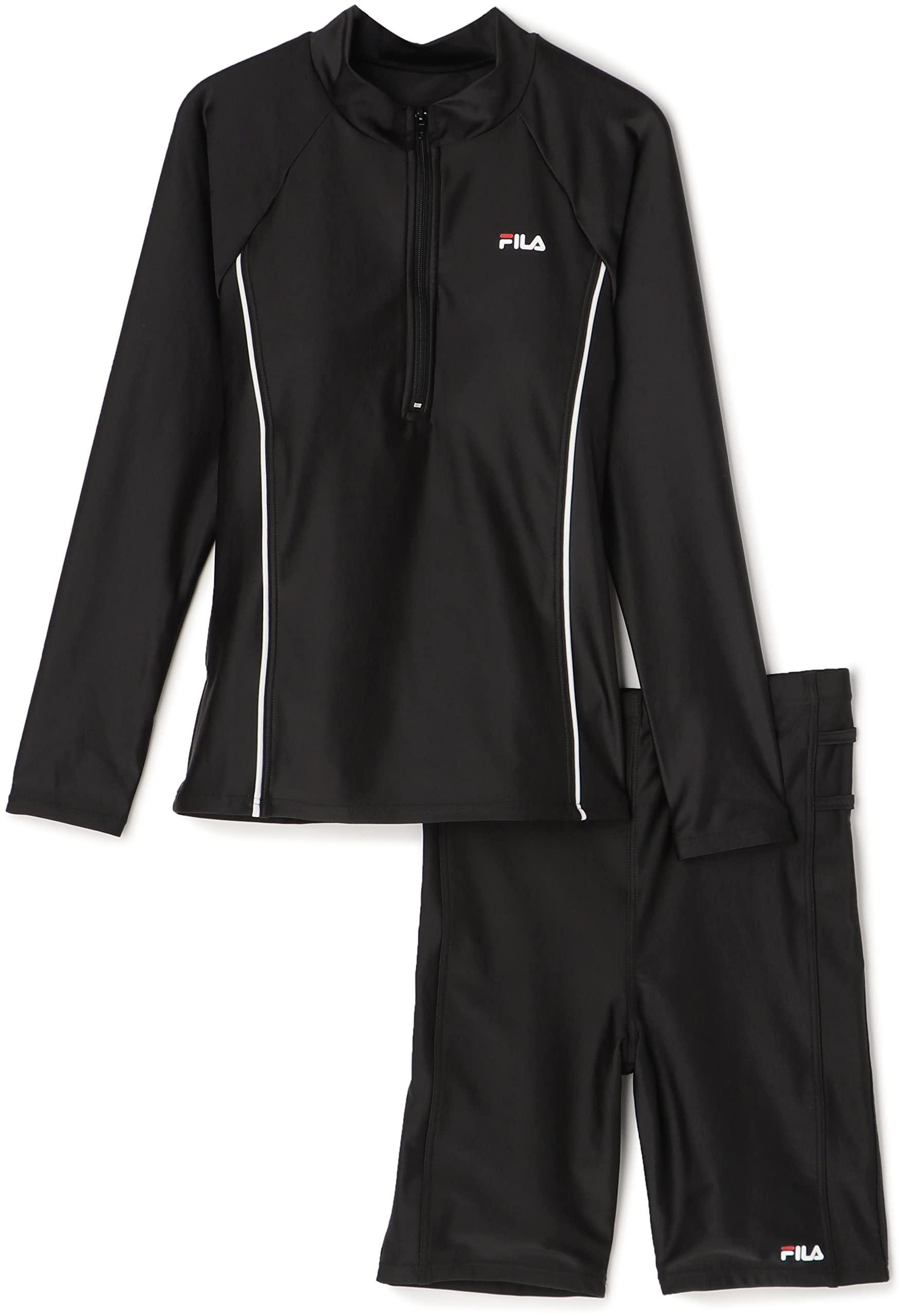 [Phila] Rash Guard Set - Half-Zip Long-Sleeve Swimsuit Top and Bottom Set - Women's BWT