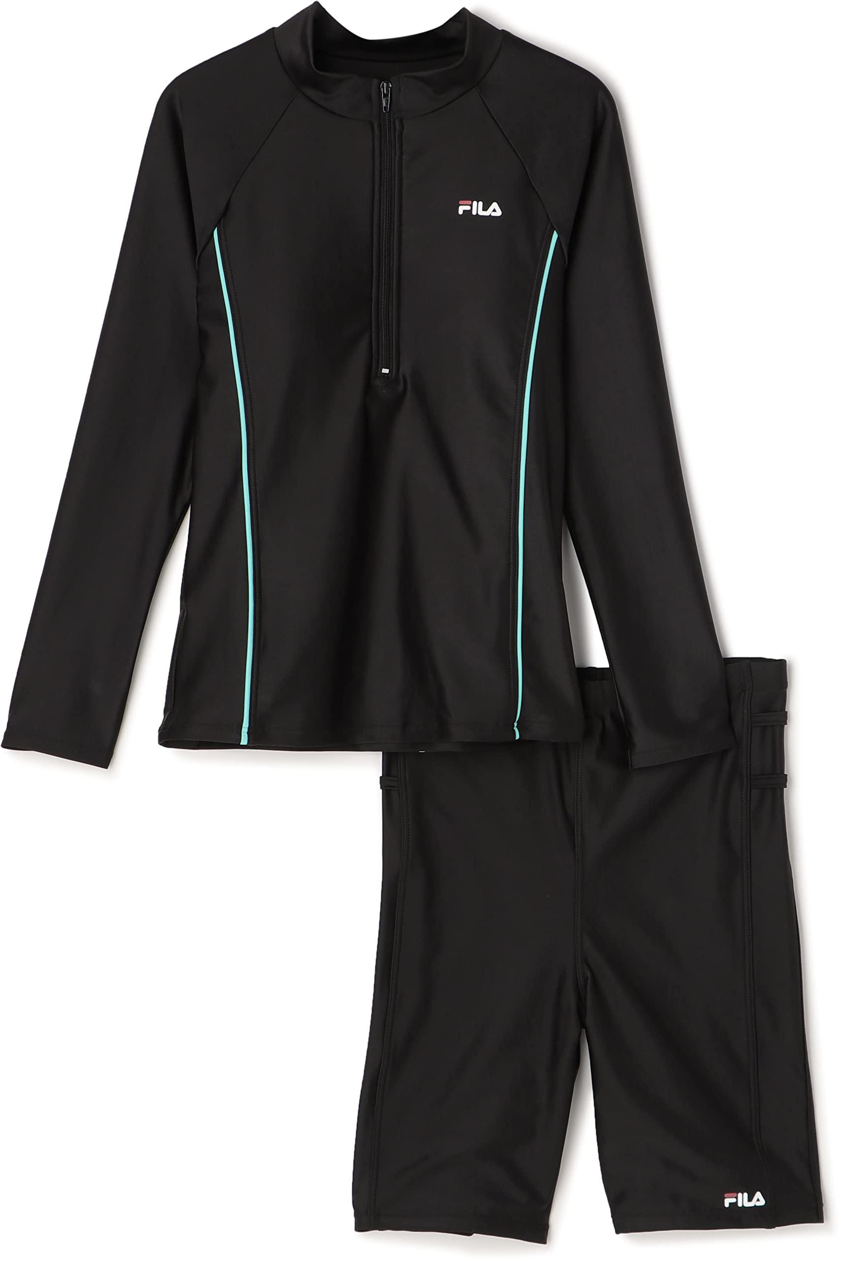 [Phila] Rash Guard Set - Half-Zip Long-Sleeve Swimsuit Top and Bottom Set - Women's BSX Size 7