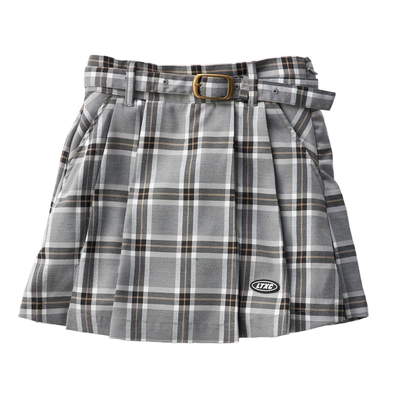 [Love Toxic] Pleated Skirt Check Pattern Skirt with Belt and Inner Panties 143757 Girls GY
