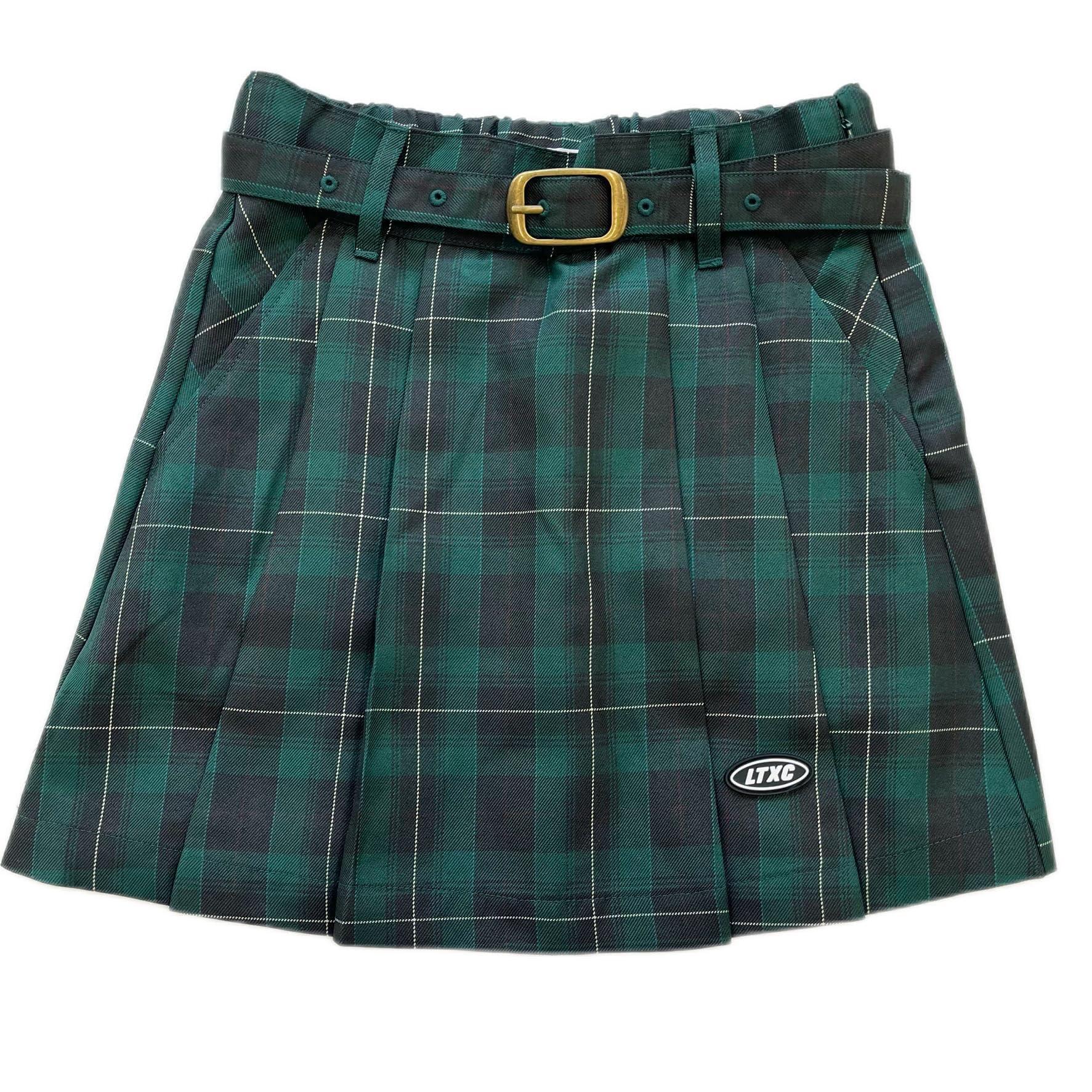 [Love Toxic] Pleated Skirt Check Pattern Skirt with Belt and Inner Panties 143757 Girls GN
