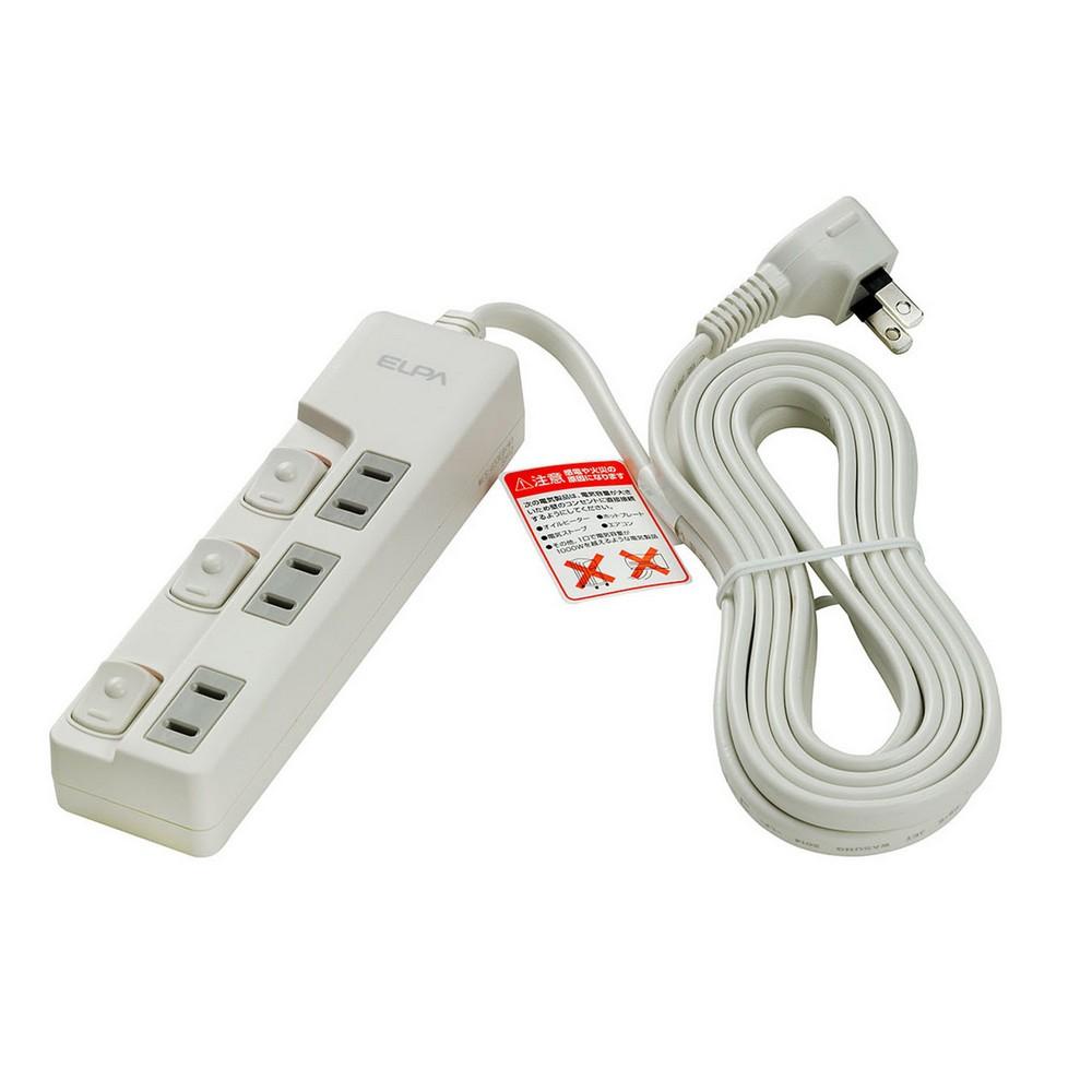 ELPA Switch-Equipped Tap Outlet Extension Cord Energy-Saving Lamp-Free 3 Outlets 3m 125V 15A WLS-U33EB(W)
