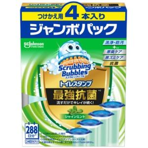 Johnson Scrubbing Bubbles Toilet Stamp Cleaner Ultra Antibacterial Shine Mint Refill Jumbo Pack 1 Pack (4 Refills)