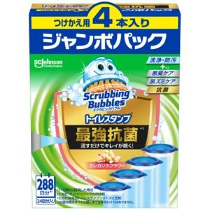 Johnson Scrubbing Bubbles Toilet Stamp Cleaner Ultimate Antibacterial Elegance Flower Refill Jumbo Pack 1 Pack (4 Refills)