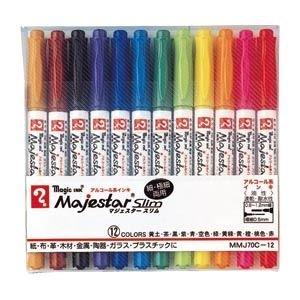 Teranishi Chemical Magic Ink Oil-Based Pen Majester Slim 12 Colors MMJ70C-12