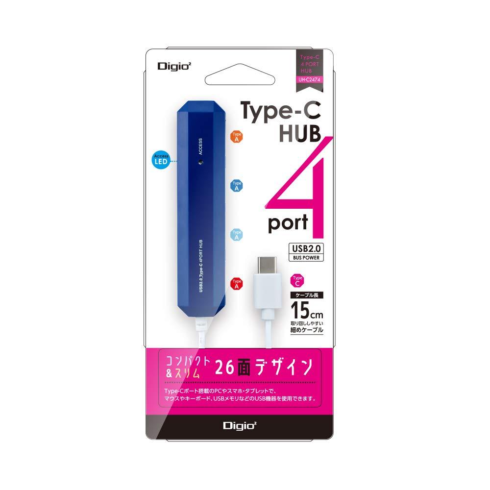 Digio 2 USB 2.0 Type-C 4-Port Hub Blue UH-C2474BL