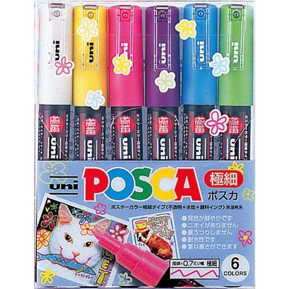 Mitsubishi Pencil Water-Based Pen POSCA Ultra Fine 6 Colors PC1M6C