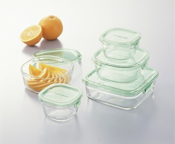 iwaki Heat-Resistant Glass Storage Container Green 5-Piece Set Pack & Range PSC-PRN-5G