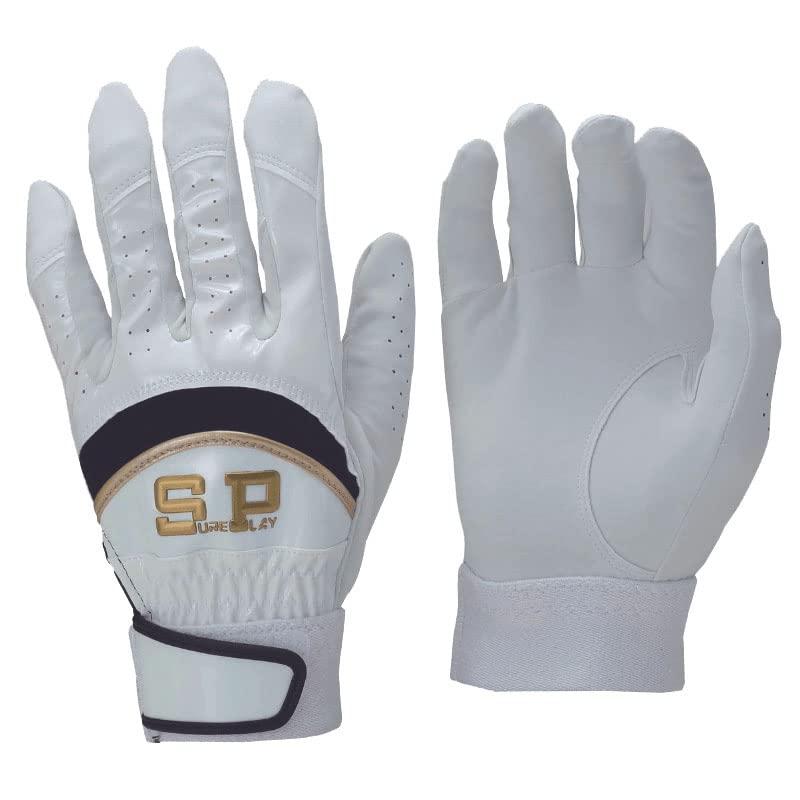 SUREPLAY Mid-End Model (Ambidextrous) Baseball Batting Glove Batter 23SS (SBA132) W (White) M/23-24cm