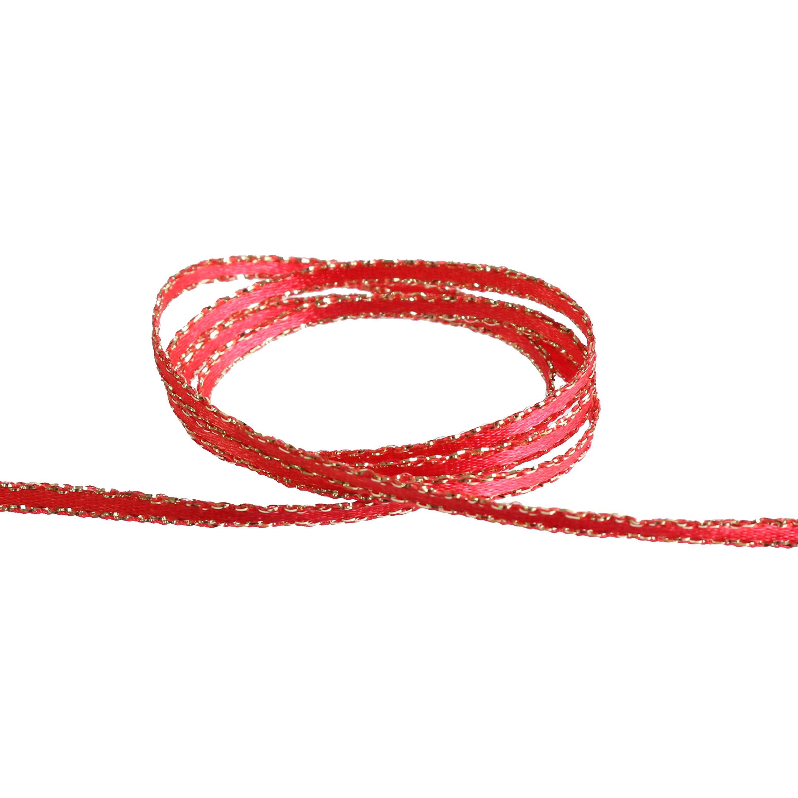 Konishi Ribbon Christmas Ribbon Edge Lame Satin Width 3mm × 30m Red KR2903-3-37