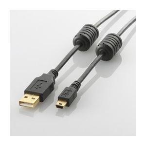 ELECOM USB Cable  USB 2.0 (USB Type-A Male to miniB Male) with Ferrite Core 1m Black U2C-MF10BK