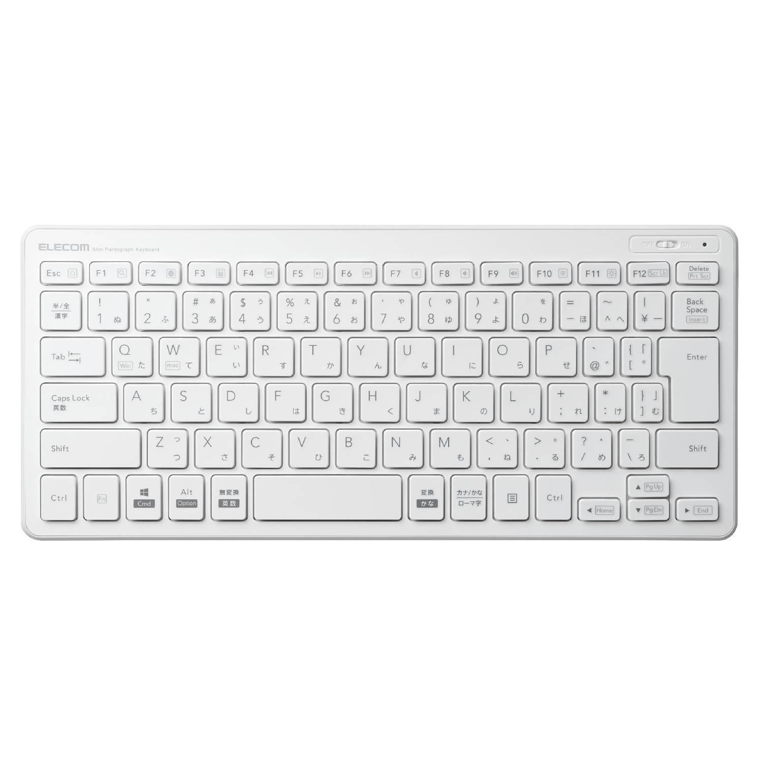 ELECOM Wireless Keyboard (with Receiver) Pantograph Mini Keyboard White TK-FDP098TWH