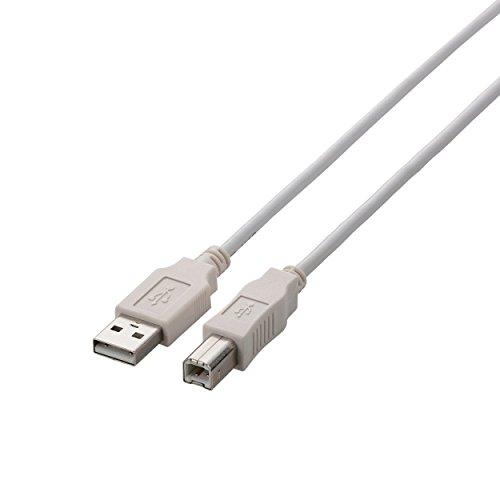 ELECOM USB Cable  USB 2.0 (USB Type-A Male to USB Type-B Male) 1m White U2C-BN10WH