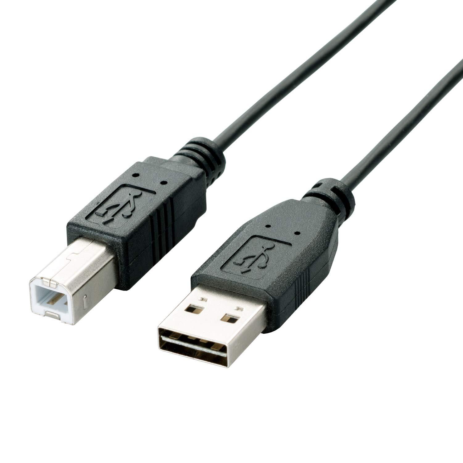 ELECOM USB Cable  USB 2.0 (USB Type-A Male to USB Type-B Male) Reversible Connector 1.5m Black U2C-DB15BK