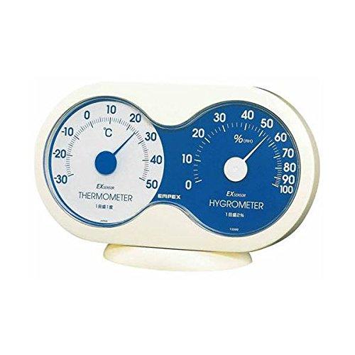 EMPEX Weather Station Thermometer & Hygrometer Off-White (Approx.) H9.4 × W15 × D3.5 cm