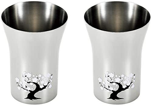 Yokoyama Made in Japan 300ml Temperature-Sensitive Stainless Steel Tumbler Sakura 2P Tsubame Craftsmanship EJK-600