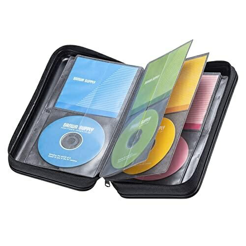 Sanwa Supply Semi-Hard Case for CD Jacket Storage (96-Disc Capacity, Black) FCD-WLBD96BBK