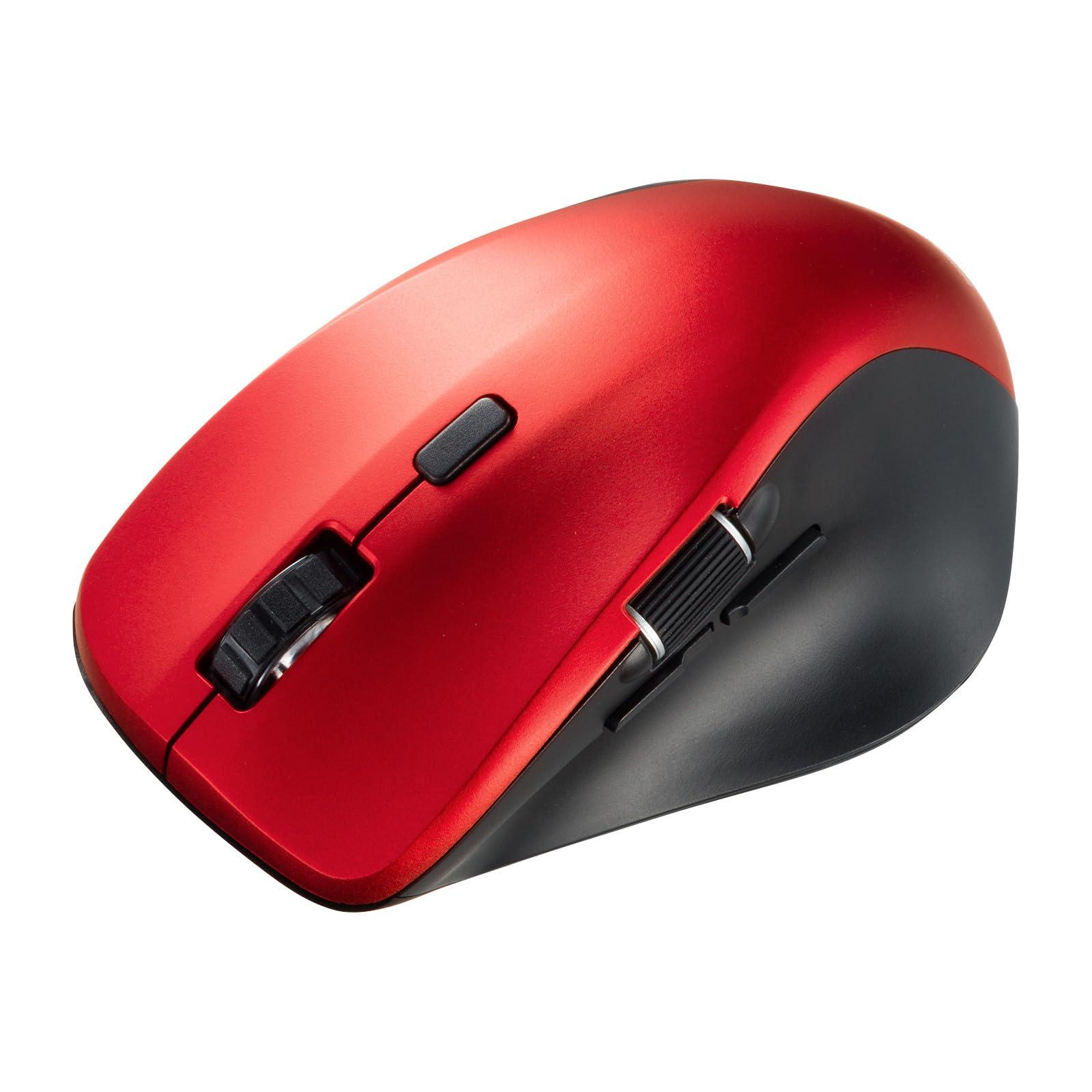 Sanwa Supply Silent Bluetooth Mouse (Side Wheel, 5 Buttons, Red) MA-BBS523R