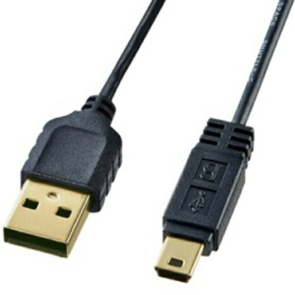 Sanwa Supply Ultra-Thin Mini USB Cable (Mini B Type, Black, 1m) KU-SLAMB510BKK