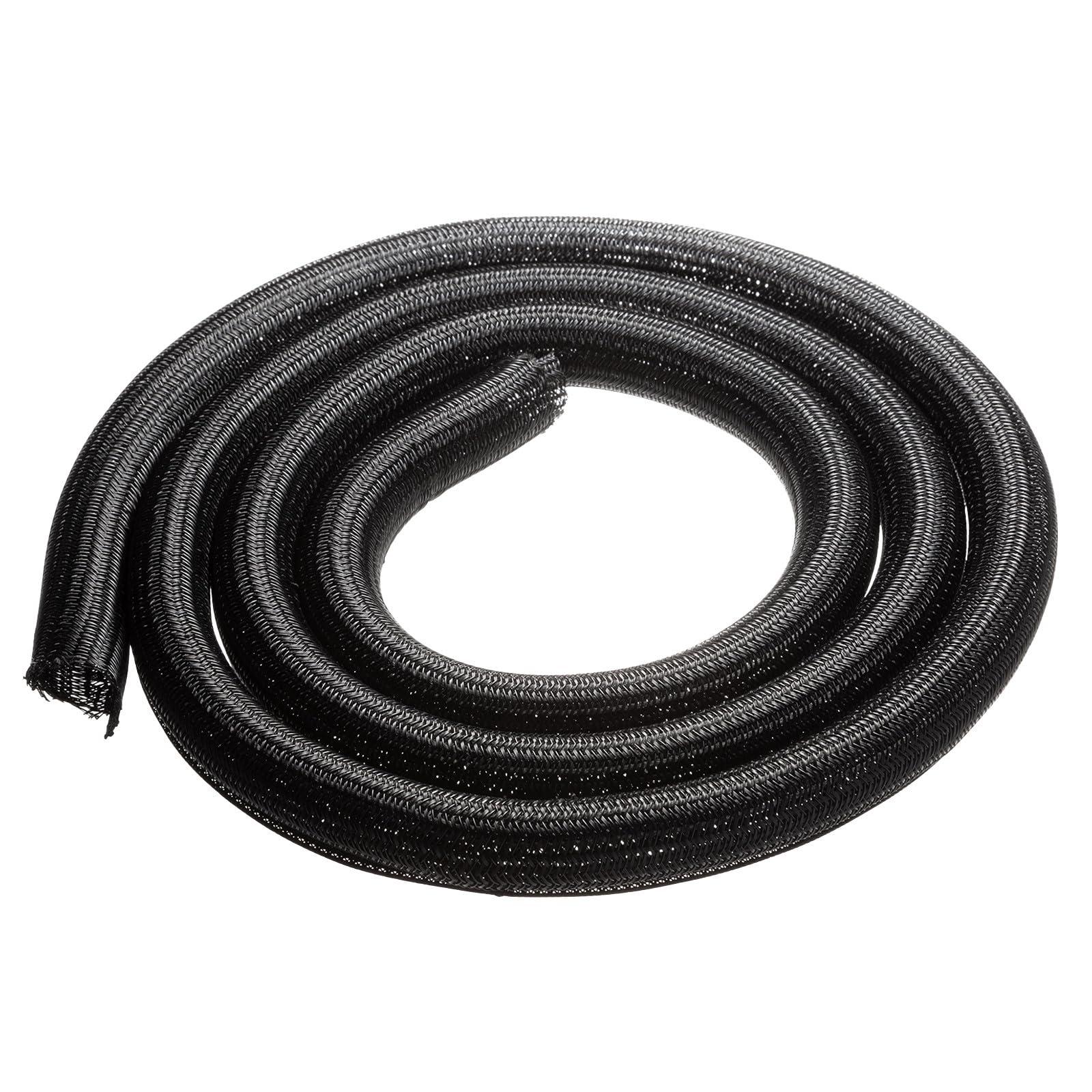 Sanwa Supply Braided Cable Sleeve (Black, 2m Roll, Inner Diameter 25mm) CA-SL25BK2