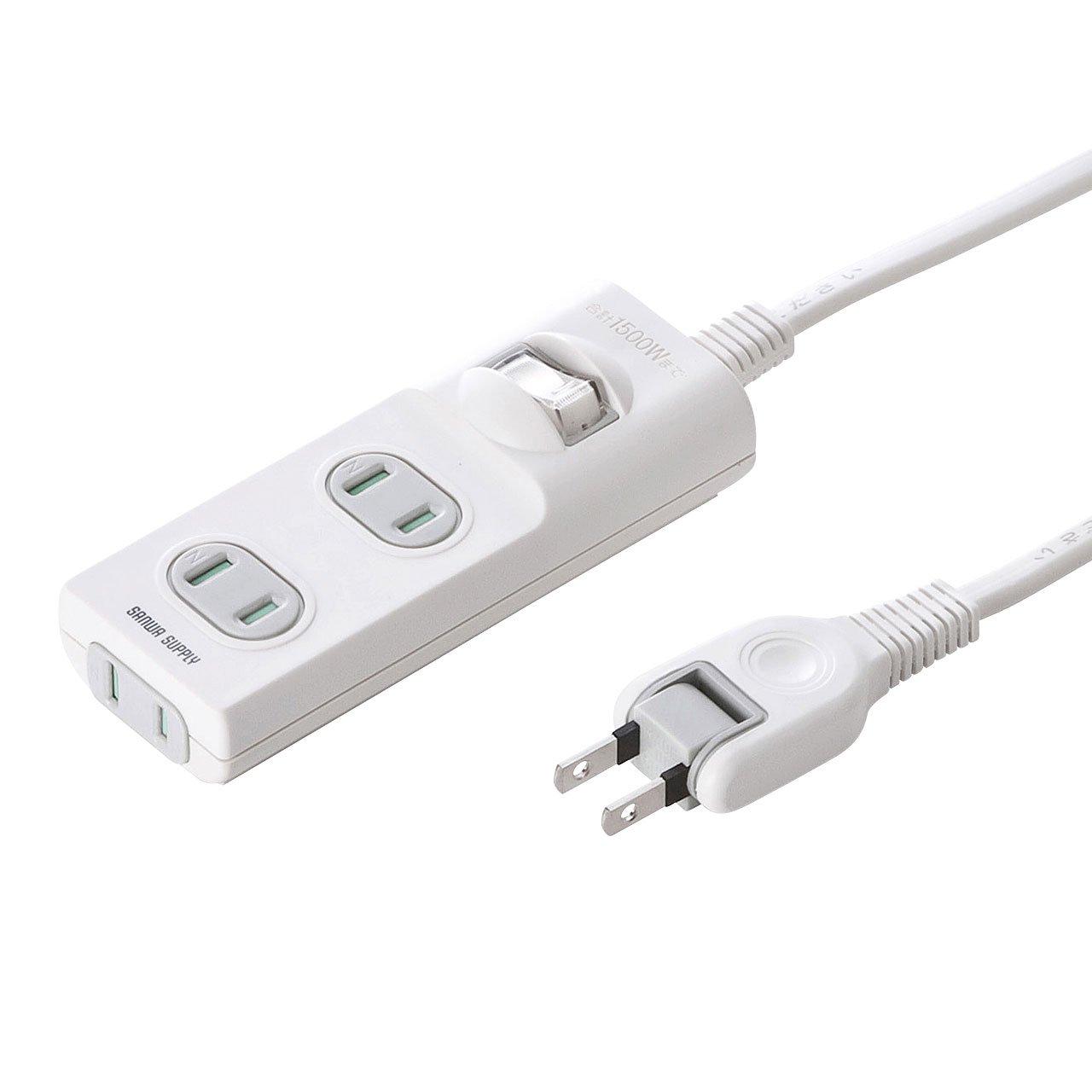 Sanwa Supply Fire Prevention Safety Tap 2P/3 Outlets 1m with Dust-Proof Shutters and Centralized Switch Easy-to-Wire Swing Plug White TAP-TSH31SWN
