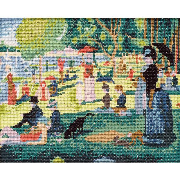 Olympus Silk Cross Stitch Embroidery Kit Art Gallery Sunday on Grand Jardin Island by Seurat Beige 875