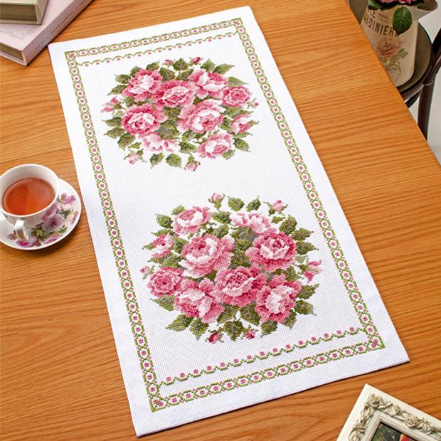 Olympus Silk Cross Stitch Embroidery Kit Beautiful Flowers Sweet Rose White 1195