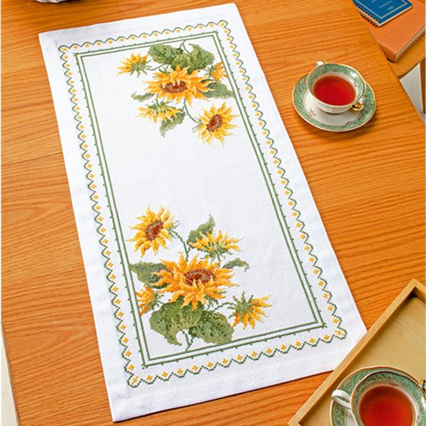 Olimpas Silk Cross Stitch Embroidery Kit Beautiful Flowers Sunflower White 1196