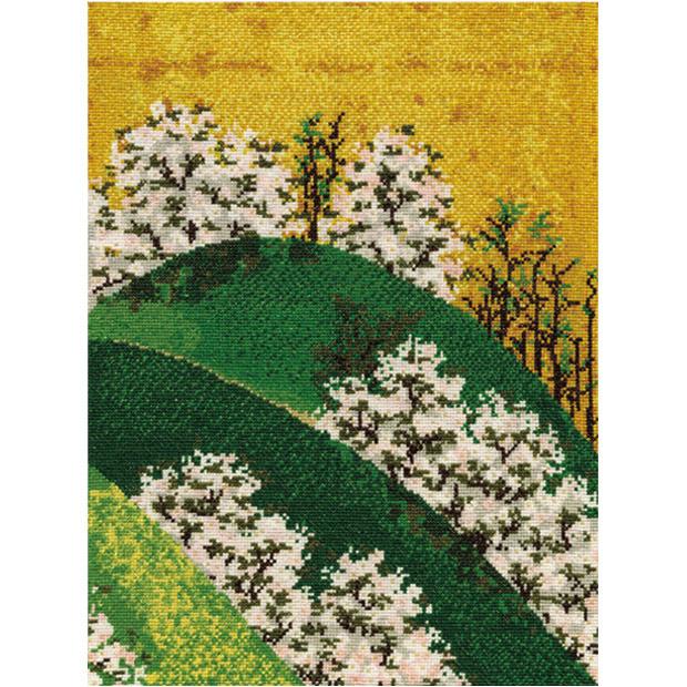 Olimpas Silk Cross-Stitch Embroidery Kit Japanese Beauty: Masterpiece Selection From the Yoshino Mountain Screen by Watanabe Shiko Beige 7187
