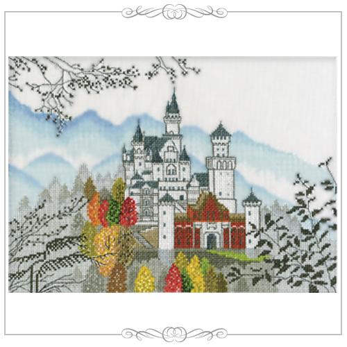 Olympus Silk Cross Stitch Embroidery Kit From World Heritage Sites and Scenes Around the World Neuschwanstein Off-White 7208