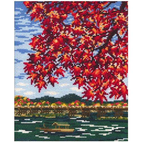 Olimpas Silk Embroidery Kit “Autumn Leaves at Arashiyama” No.7388