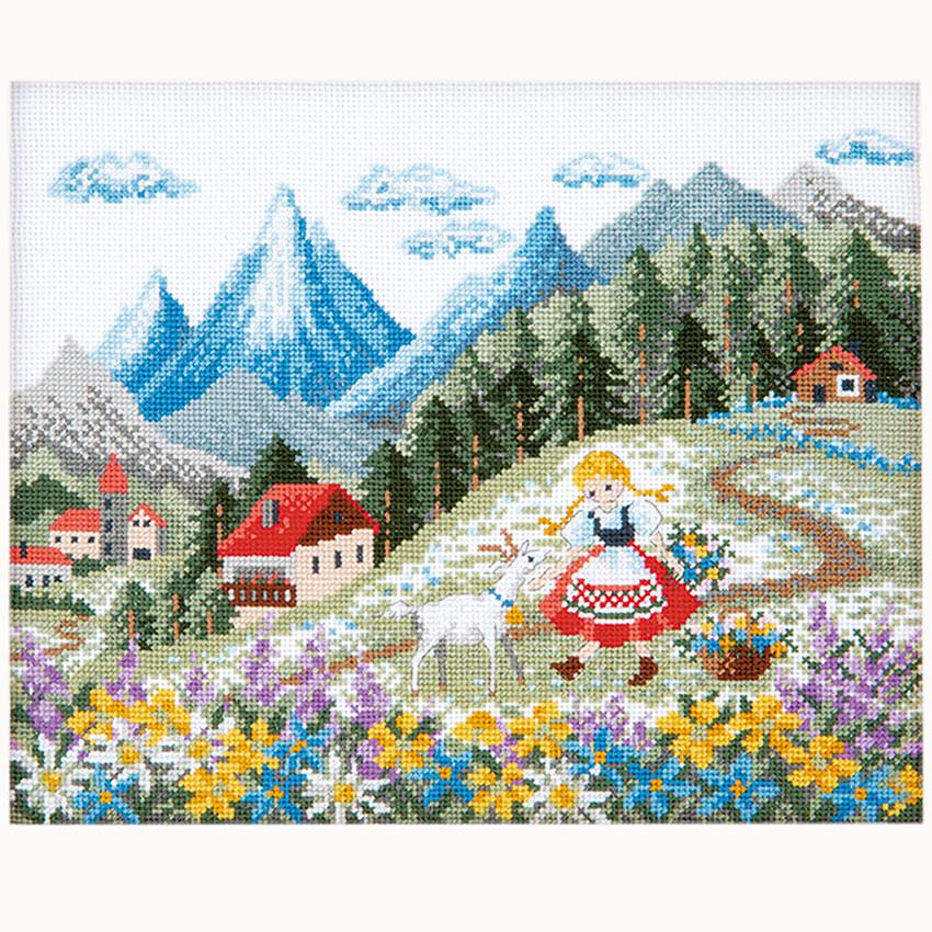 Olimpas Silk Onoe Megumi The Tale of Flowers and Girls Embroidery Kit No.7534 Heidi, Girl of the Alps