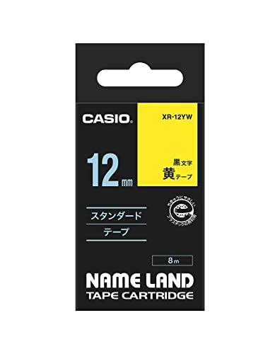 Genuine Casio LabelWriter NameLand Tape 12mm XR-12YW Yellow Background with Black Text