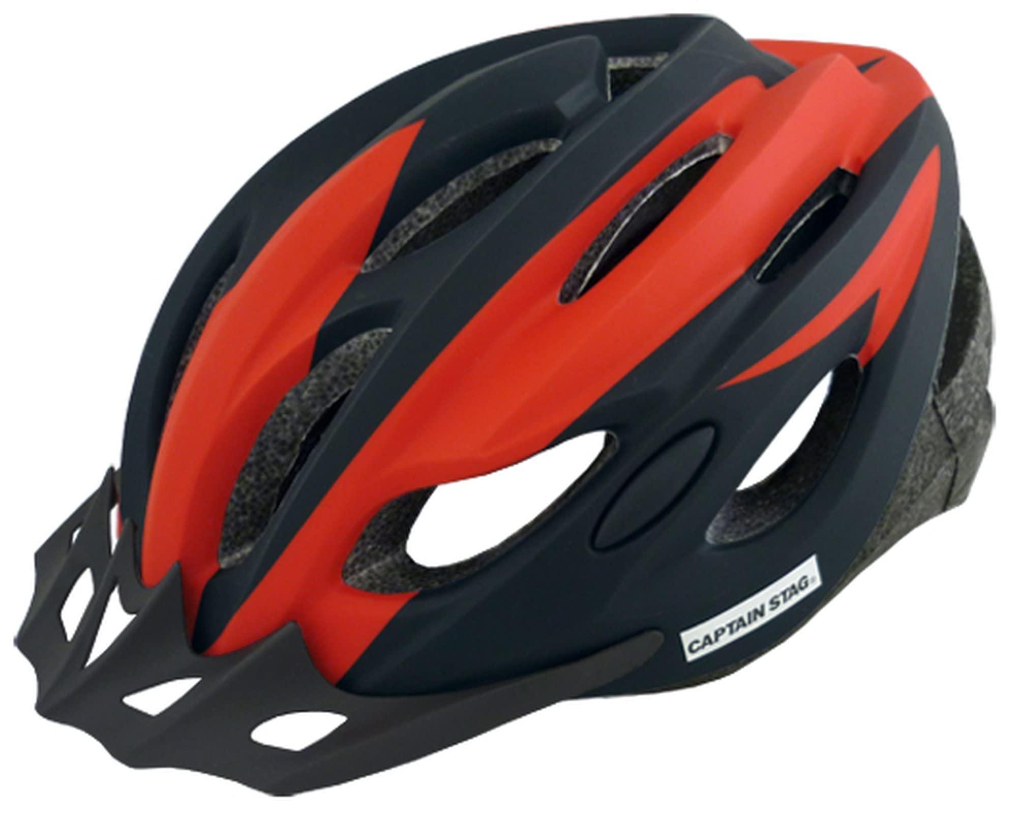 CAPTAIN STAG Bicycle Helmet for Children and Adults, Soft Shell with Visor, Head Circumference 56-60cm, SG Standard, Vento Matte Red Y-6522