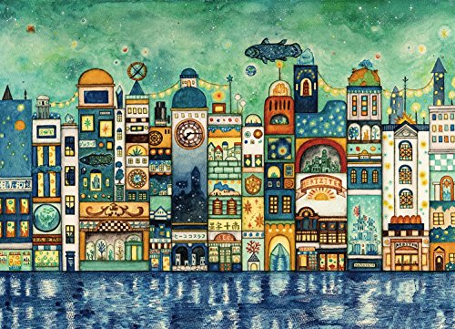 EPOCH 500-Piece Jigsaw Puzzle Illustration/Art Noriko Nishimura Starry Night Town (38×53cm) 06-103 Glue Included Spatula Included Point Card Included EPOCH