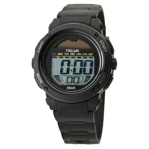 [Crefar] Digital Solar-Powered Waterproof Multifunction Watch with Urethane Strap TE-D192-BK Men's Black