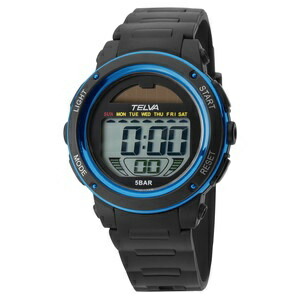 [Crefar] Digital Solar-Powered Waterproof Multifunction Watch with Urethane Strap TE-D192-BL Men's Black