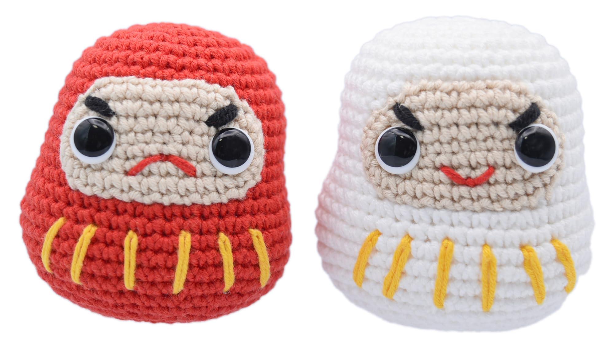 NASKA Amigurumi Kit: Good Luck Red and White Daruma Doll (One kit makes one red and white daruma doll.) (Made with Gazelle Cotton 25) Design: Ichikawa Miyuki MI-23