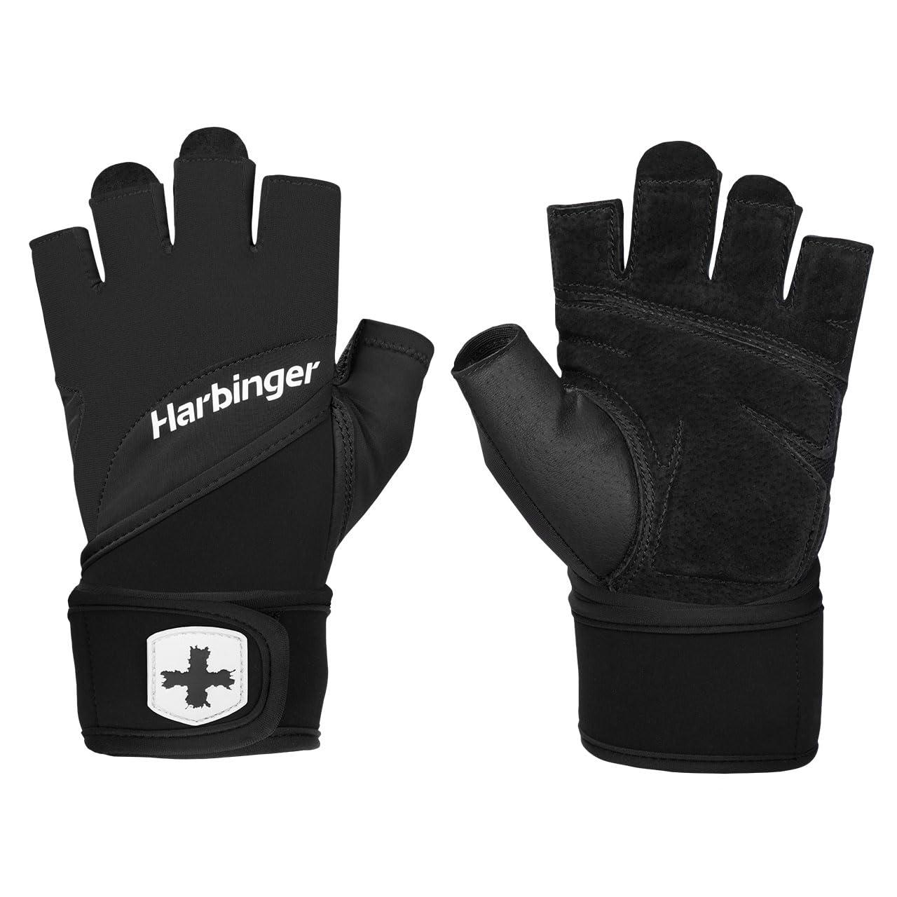 Harbinger Training Gloves for Weight Training and Heavy Lifting Training Wrist Wrap Gloves 2.0 Black Size M (Wrist Circumference: 19-20.3cm) 22292