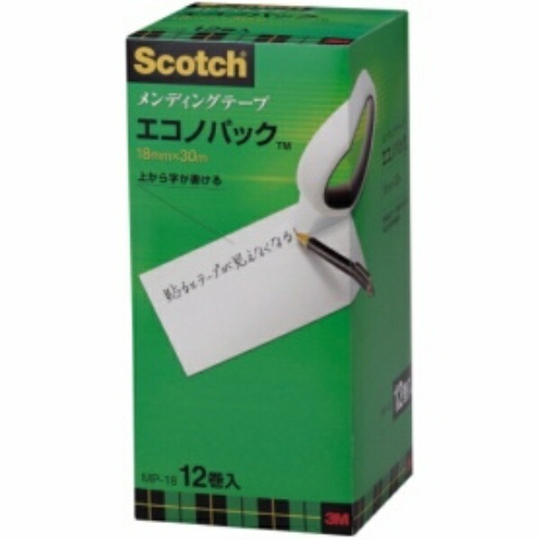 3M Scotch Tape Mending Tape 18mm x 30m Large Roll 12 Rolls MP-18