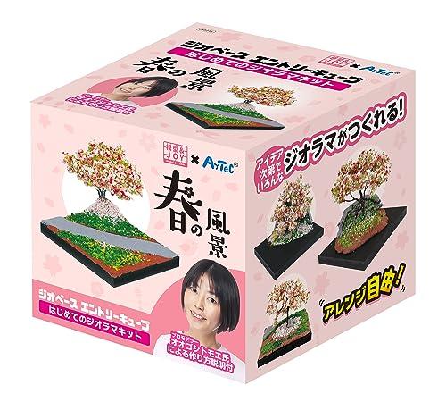 Artec GeoBase Entry Cube: First Diorama - Spring Landscape 58245 Oogoshi Tomoe Mini Model Diorama Basic Beginner Japanese Style Easy JOY Modeler Plastic Model Nature Road Cherry Blossoms Starter Kit