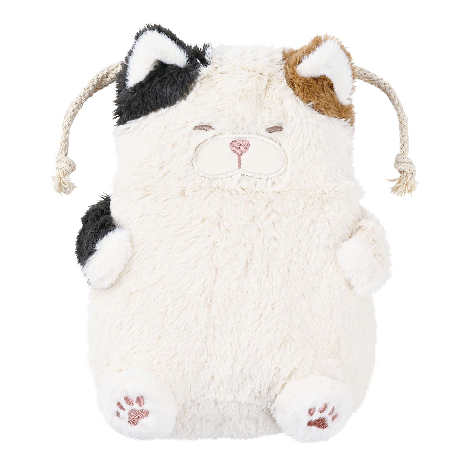 Ribuhato Drawstring Pouch Confidence-Boosting Cat Mikaneko's Sanma (Approx. 20cm total length) Cat Fluffy Small Item Holder 3D Drawstring Pouch 37723-11
