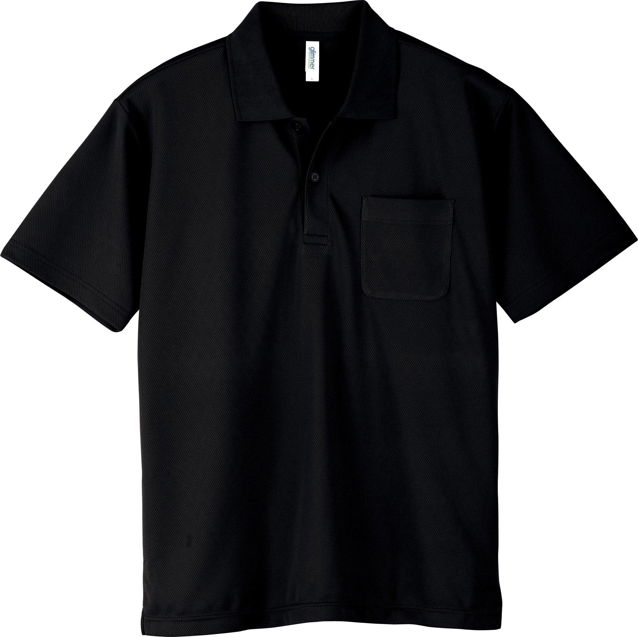 [Glimmer] Short Sleeve 4.4 oz Dry Polo Shirt [With Pocket] 00330-AVP Men's Black 4L