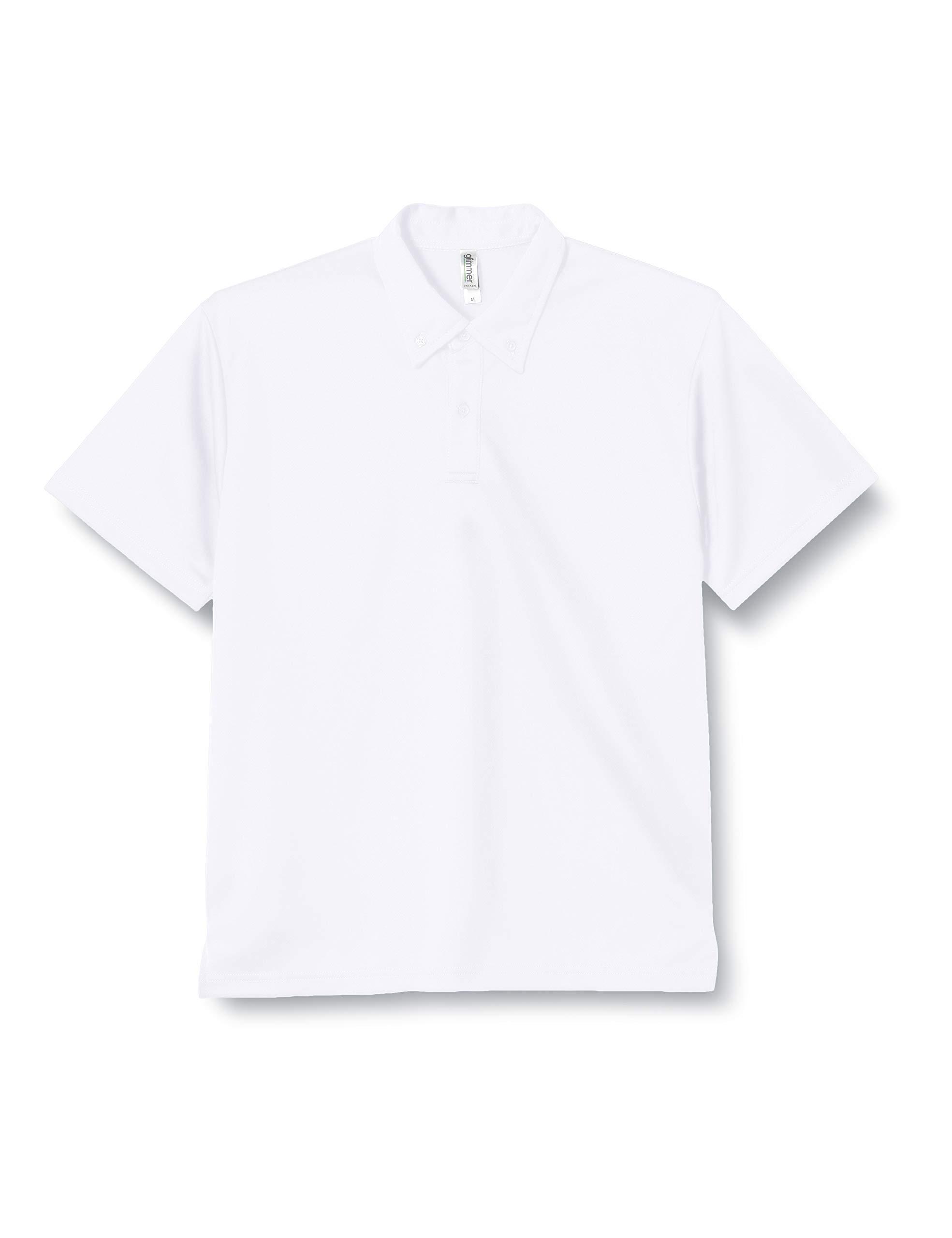 [Glimmer] Short Sleeve 4.4 oz Dry Button-Down Polo Shirt (No Pocket) 00313-ABN White S S (Equivalent to Japanese Size S)