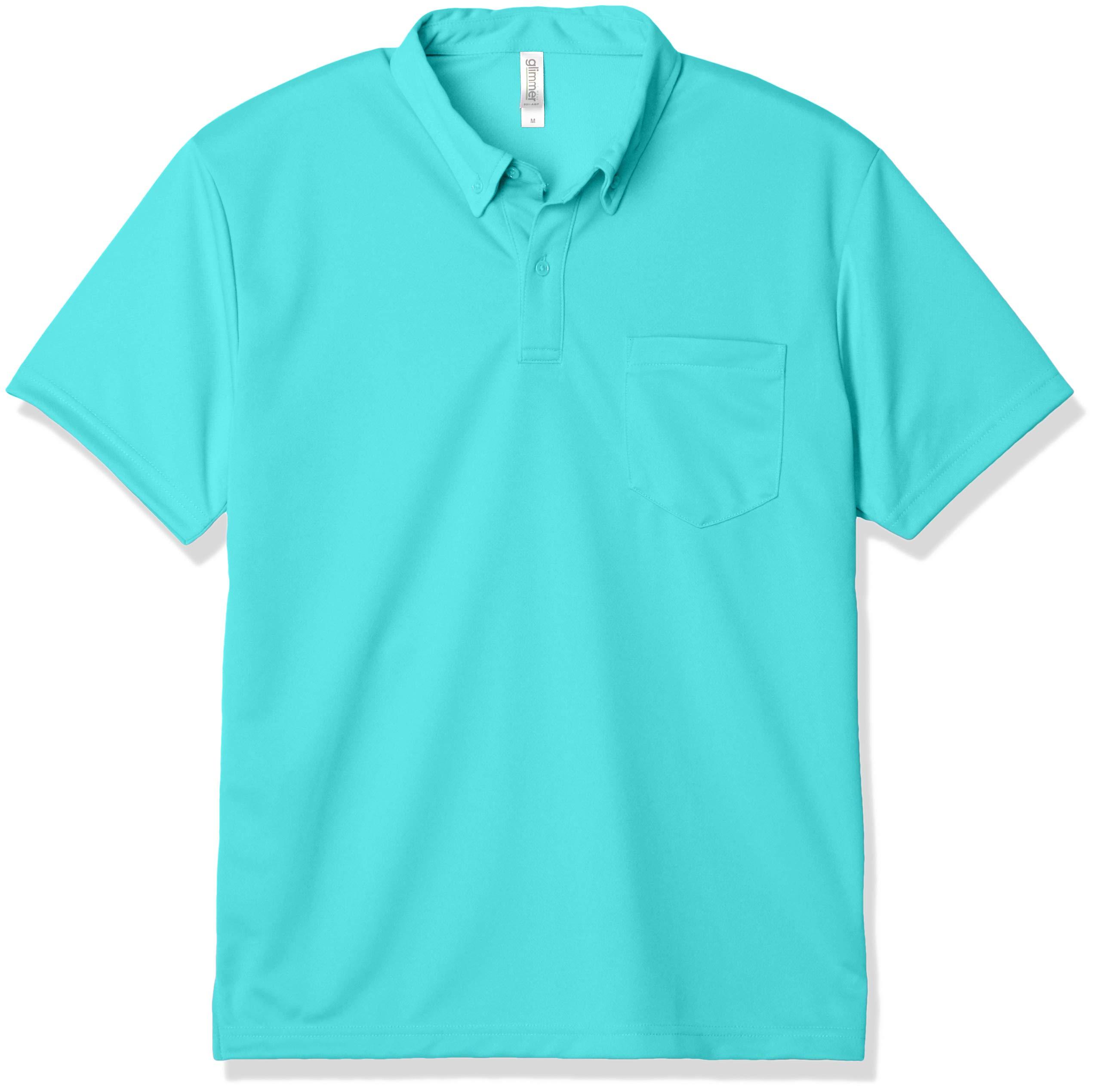 [Glimmer] Short-Sleeve 4.4 oz Dry Button-Down Polo Shirt [With Pocket] Mint Blue Japan M (-)