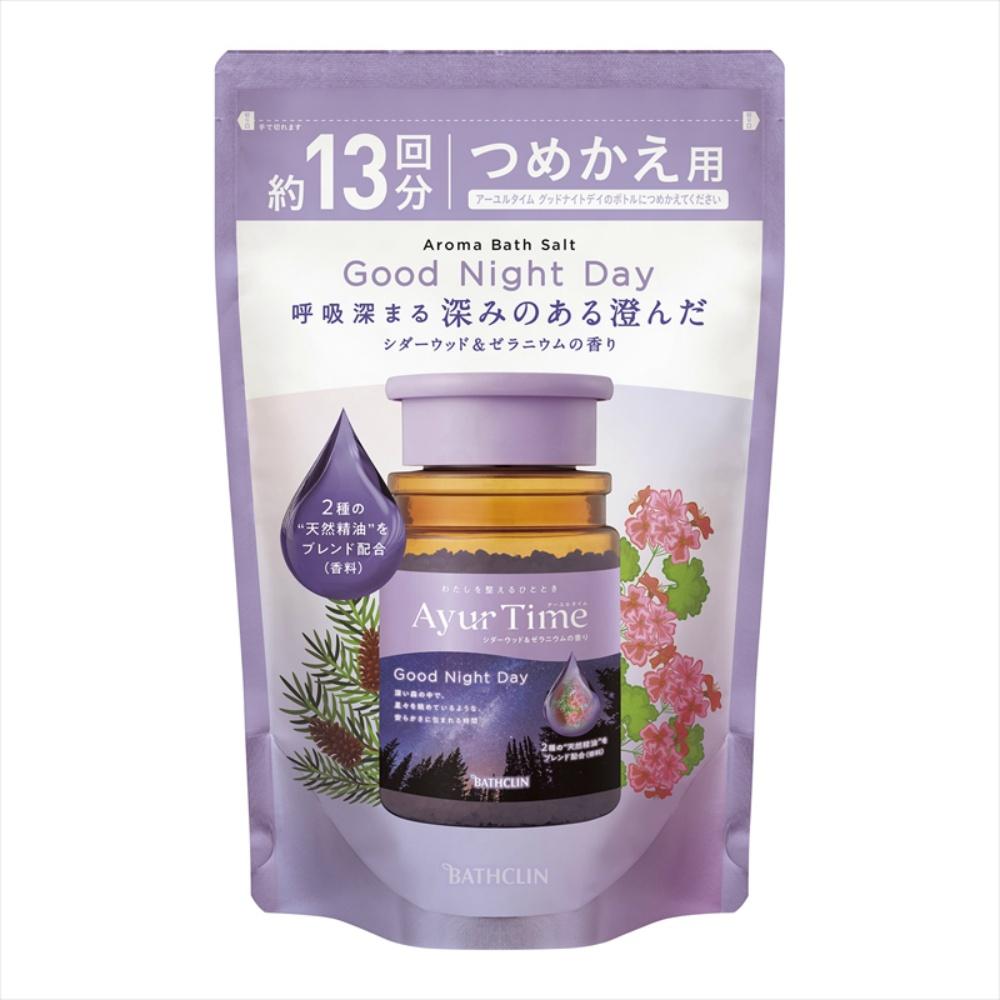 AyurTime Good Night Day Bath Salt Cedarwood & Geranium Scent Refill 520g (Approx. 13 uses) Natural Essential Oils