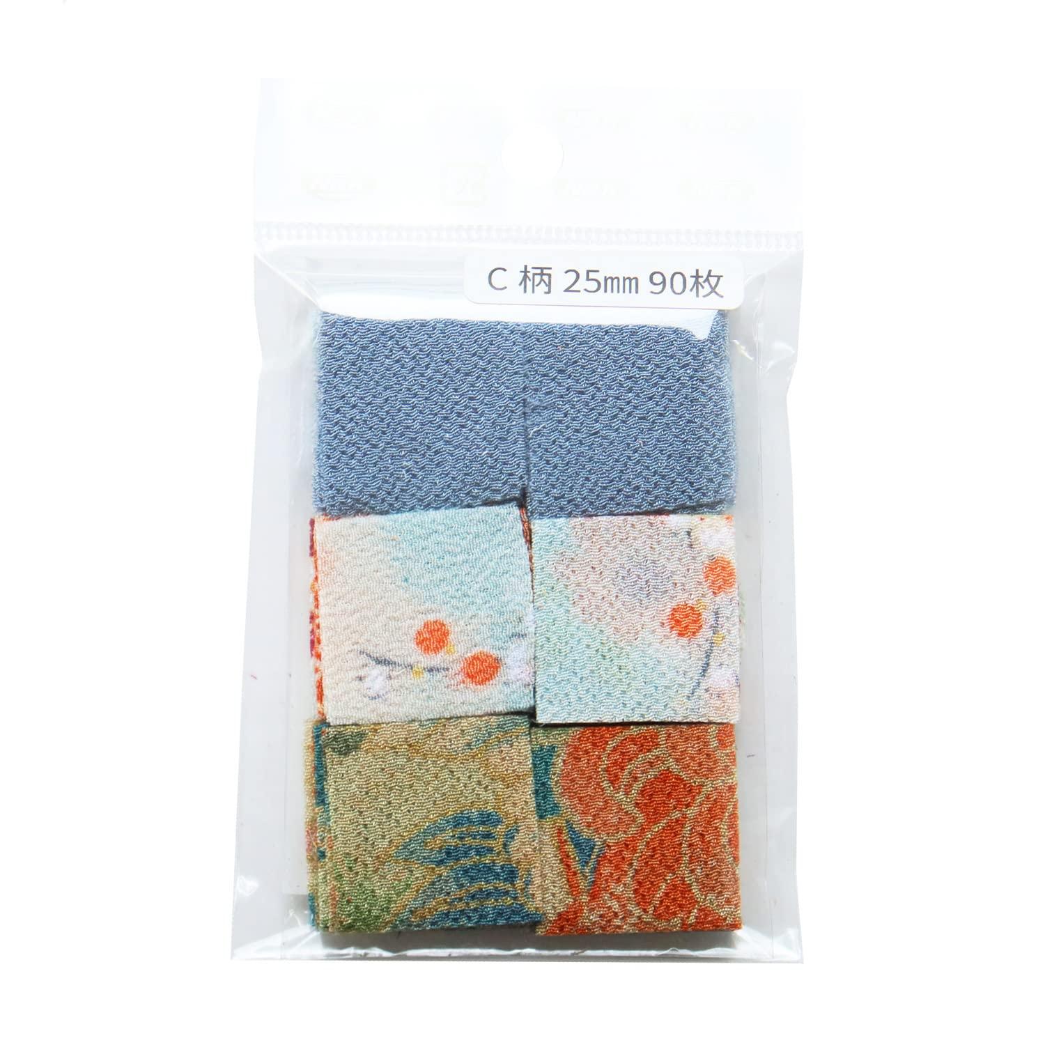 Nippon Chuko Assorted Crepe Fabric for Tsumami Zaiku (2 Patterns & 1 Solid Color) Blue Tone 25mm Size Total 90 Sheets S50GC25-C Japanese Handicrafts Tsumami Zaiku Tsumami Zaiku Crepe Fabric Cut