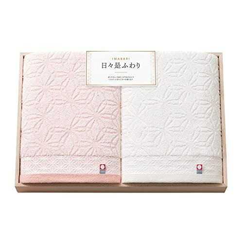 Tokuda Towel Gift Daily Softness ~Nichi Nichi Kore Fuwari~ Made in Japan Ehime Imabari Wooden Box Towel Set Pink/Ivory 60×110cm 66450