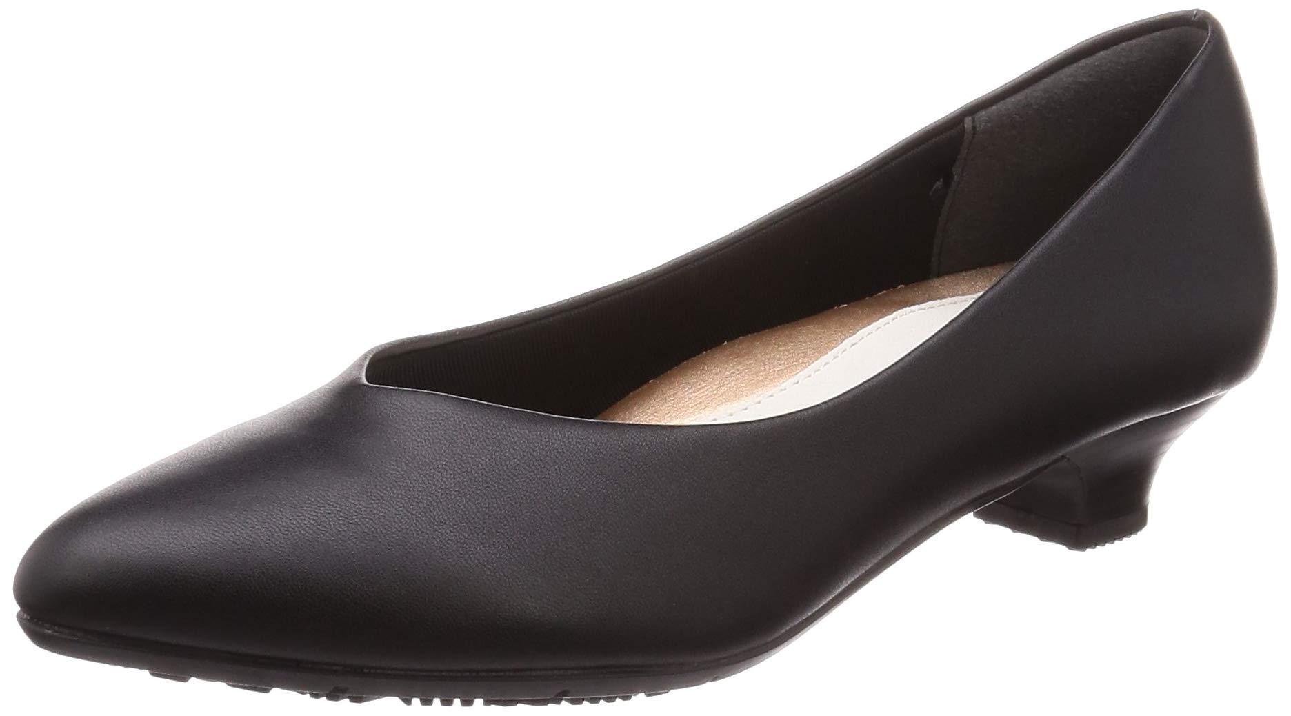 [Lady Worker] Pumps ASICS Trading Wide Fit 3E Equivalent 2.8cm Heel Pointed Toe Lightweight Pumps Women's LO-16060 Black Smooth 24.5 cm 3E