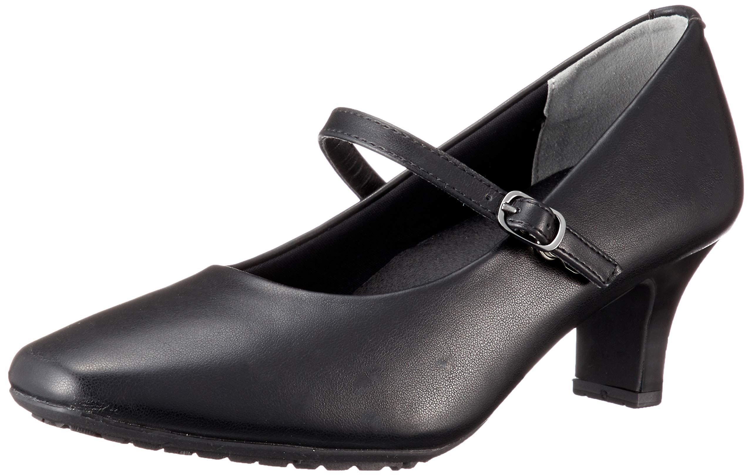 [Lady Worker] Pumps ASICS Trading 4E Equivalent Square Toe 5.5cm Heel Strap LO-17090 Black Women's 22.0 cm 4E